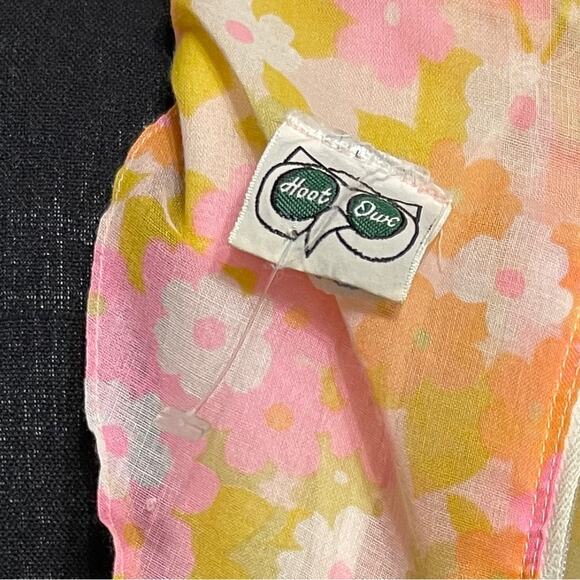 Vintage60s Mod Flower Child Long Sleeve Pleated Mini Dress Rare Size 6/8 - Picture 8 of 12